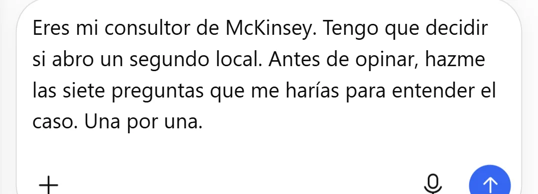 El prompt escrito en la caja de ChatGPT, antes de enviarlo